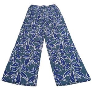 Happily Grey Linen Blend Wide Leg Pants Womens S/M Blue Teal Pull On NEW NWT
